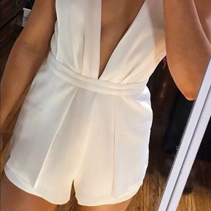 White deep v romper